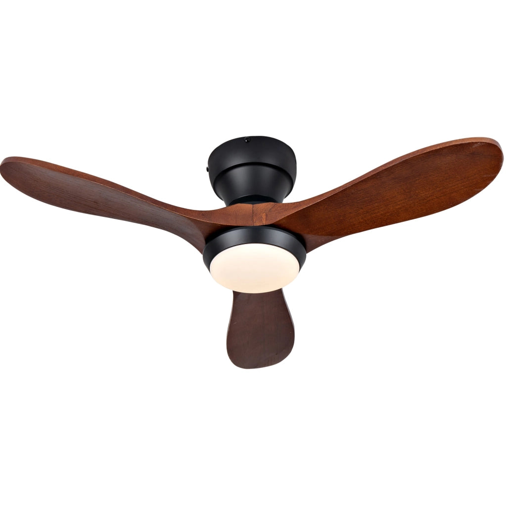 Ventilatore da soffitto da 36 pollici con luce LED regolabile e telecomando, nero e noce scuro