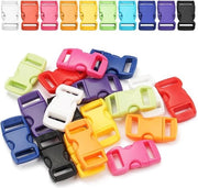 50 pezzi di spillo in plastica da cerniera a click con rilascio laterale - per collari per cani e cappelli da sole - multicolore