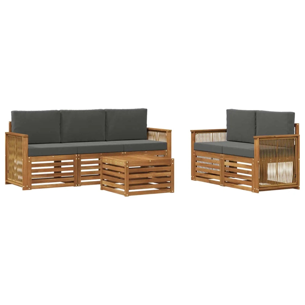 Set divani con cuscino 6 pcs Legno di Acacia Massello