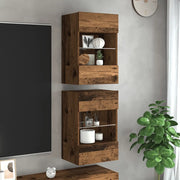 Mobili TV a Parete con Luci LED 2pz Legno Vecchio 40x30x60,5 cm