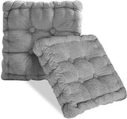 Cuscini per pavimento da esterno, 2 pezzi, 40 x 40 cm, cuscino per pavimento, cuscino per sedere, cuscino matrassato spesso, 10 cm, cuscino per pavimento spesso per casa, ufficio, cucina, sala da pranzo, dentro e fuori (grigio chiaro)