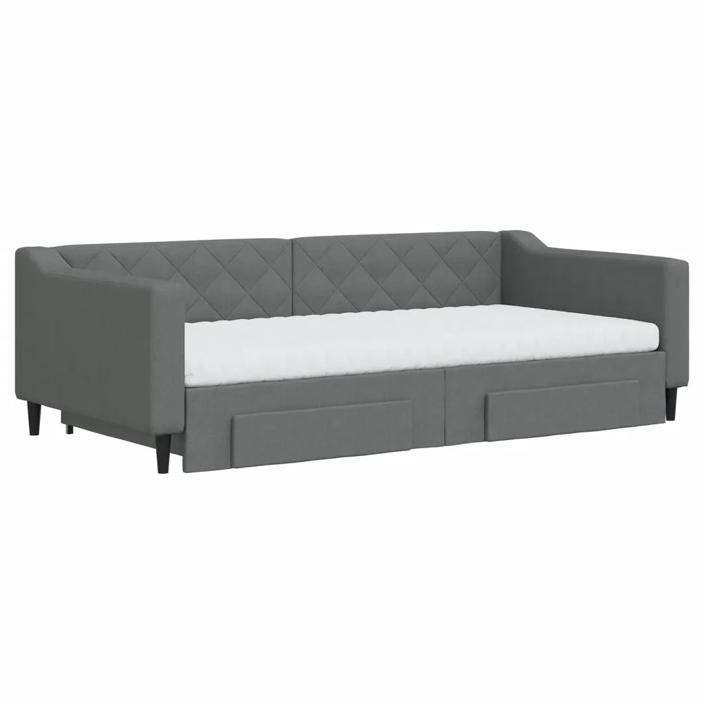 vidaXL Divano Letto Estraibile Cassetti Grigio Scuro 100x200cm Tessuto