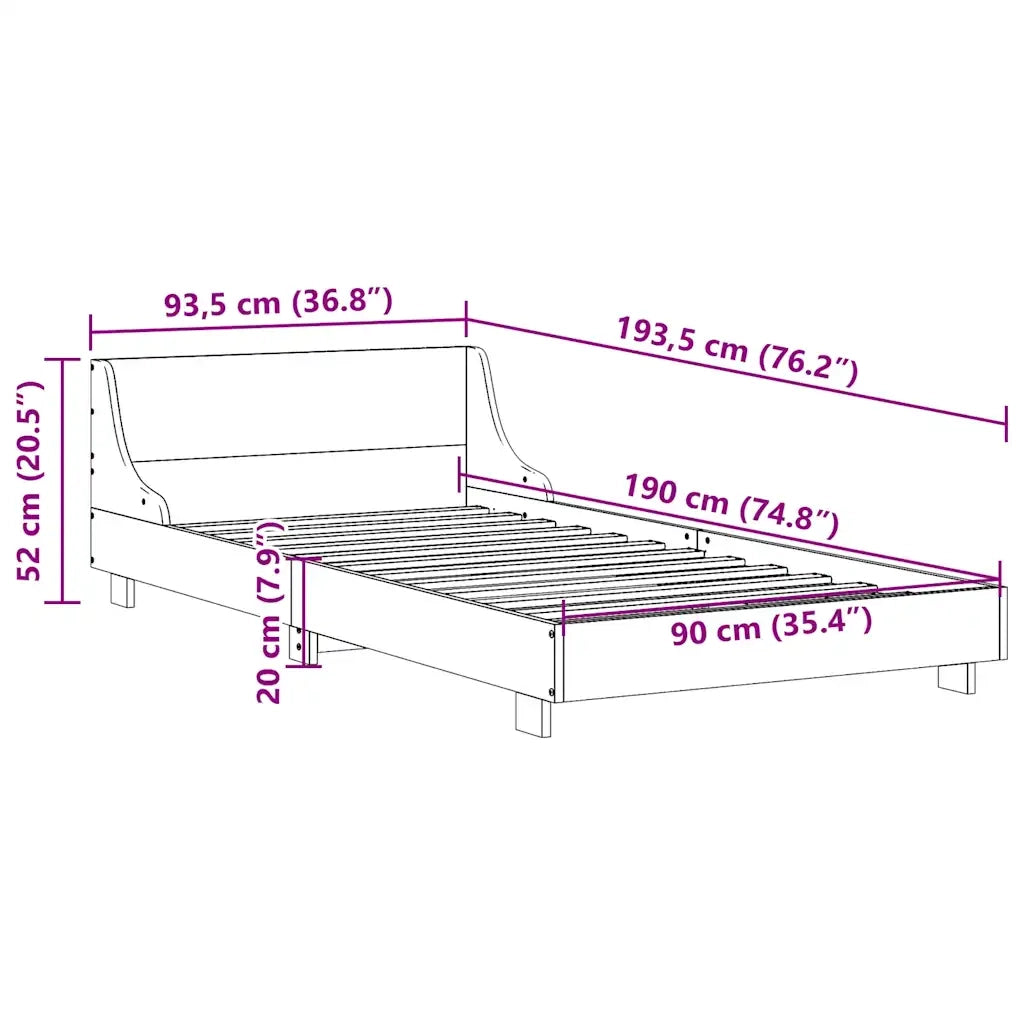 Letto senza Materasso Marrone Cera 90x190 cm in Legno di Pino 850751