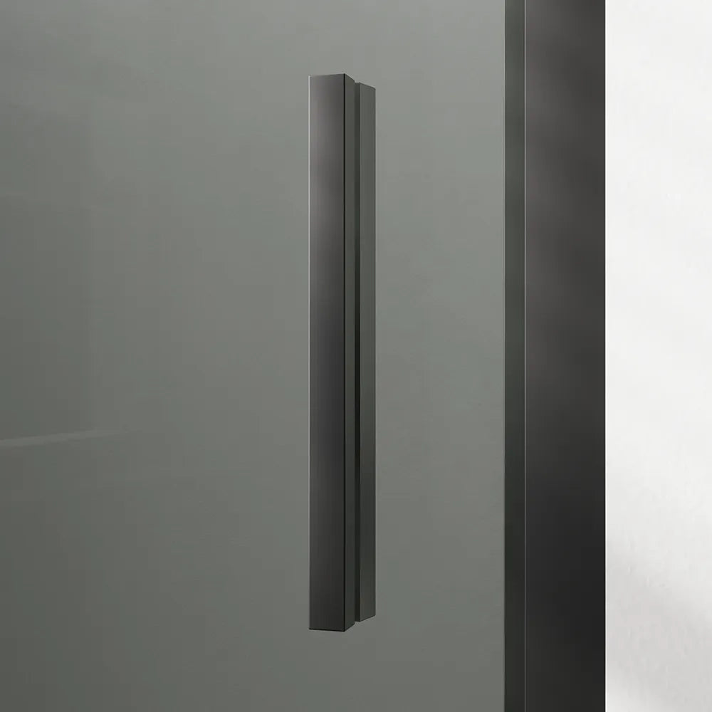Porta doccia 90cm con apertura a battente profili slim nero opaco vetro 6mm trasparente h190 | Portofino