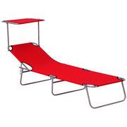 Poltrona Relax Esterno Reclinabile con Toldo Rimovibile ¨C zephmum ¨C Rosso 187x58x36 cm