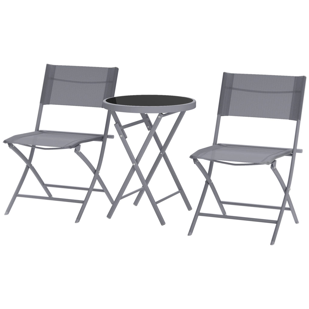 Set da bistrot pieghevole 3 pezzi, 2 sedie e 1 tavolo ¨C Zephmum ¨C Grigio