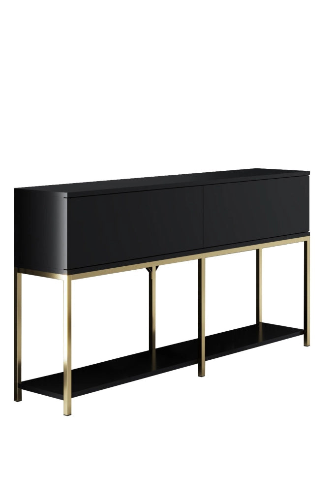 Tavolo consolle in legno "Lord" - 150 x 30 x 80 cm - Nero e oro