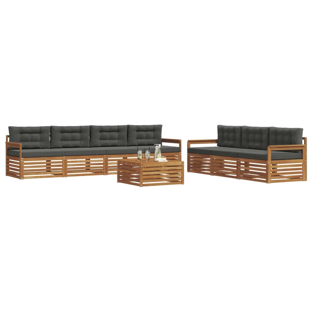 Set di divani da esterno con cuscino 8 pcs Naturale e Antracite 3373127