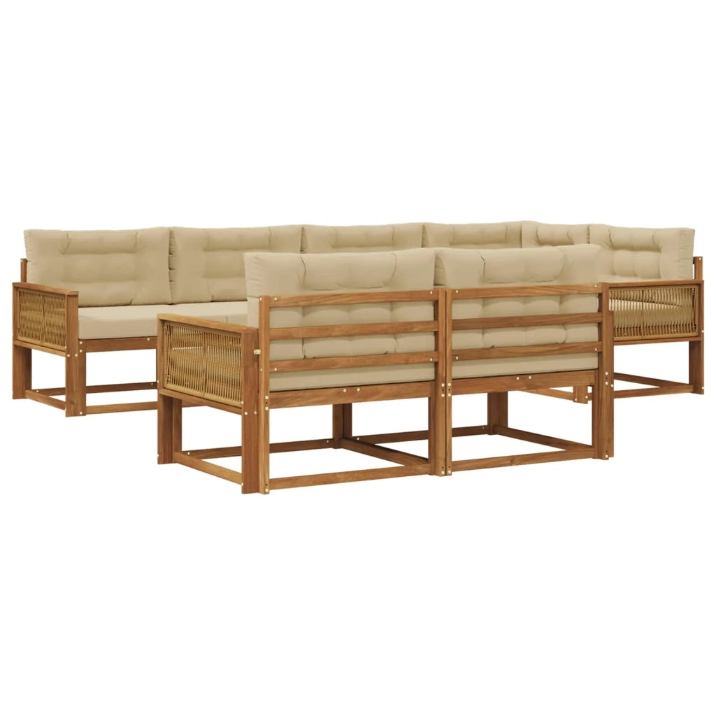 Set di divani da esterno 8 pz Naturale e Beige 3382651