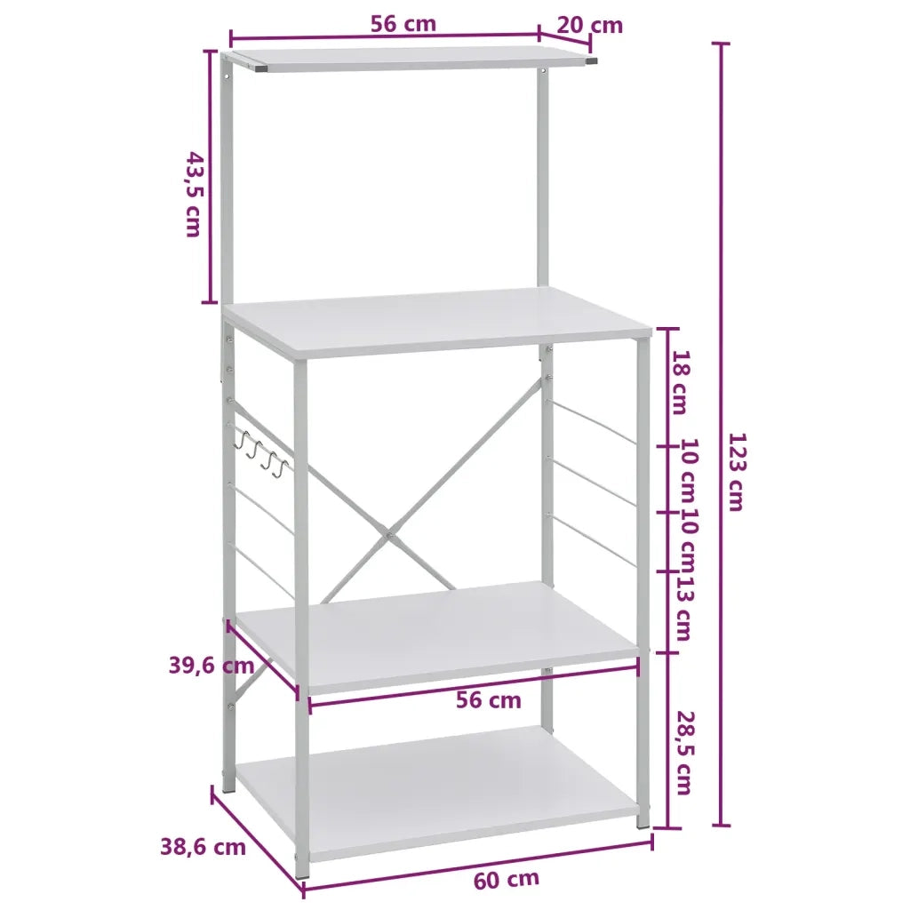 Mobile per Microonde Bianco 60x39,6x123 cm Legno Multistrato CFW2919159