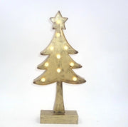 Albero di Natale in metallo con mini Led luminoso 28 cm