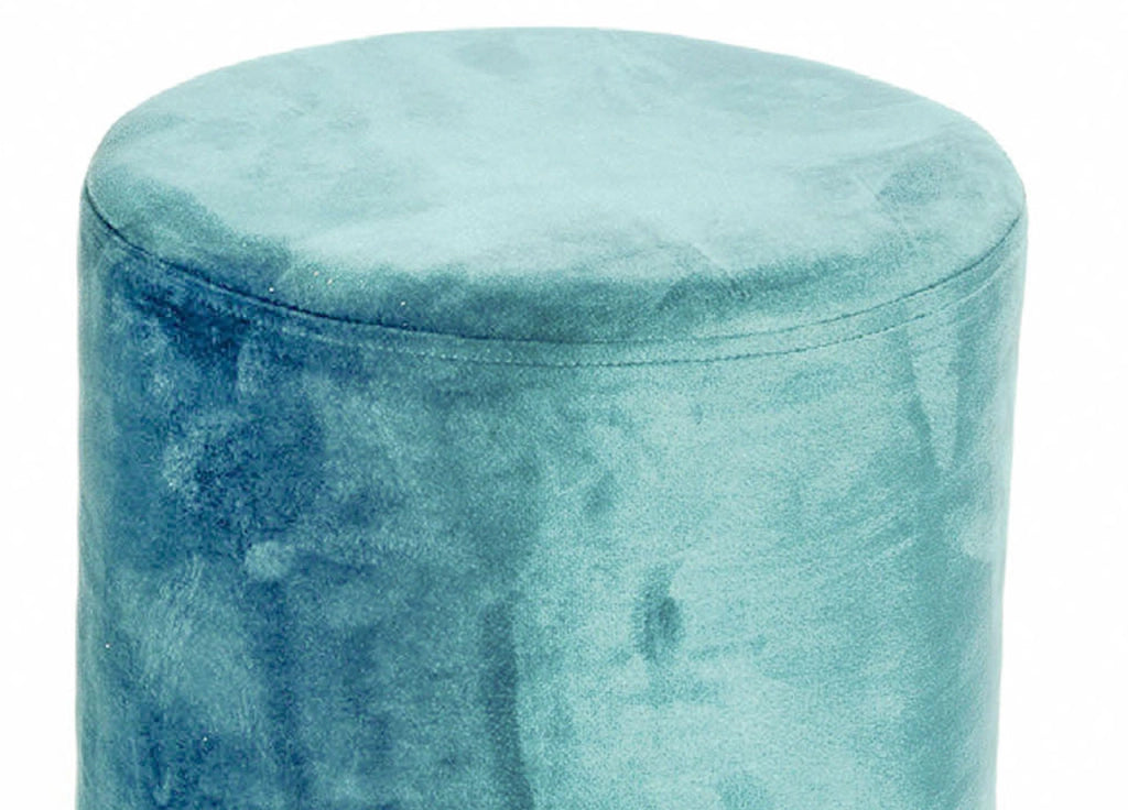 Pouf Salotto/Camera Rotondo Imbottito Modello Cilindro Velvet In Tinta Unita - Pouf - Petrolio