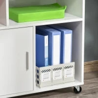 Mobile Porta Stampante con Cassetti, Mobiletto Multiuso per Ufficio e Casa, Bianco, 100x35x65cm