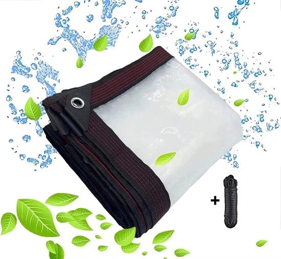 Zeppa trasparente con occhielli, tenda acqua, trasparente, per pannelli laterali, gazebo, esterno, arredamento esterno, tenda o giardino, 3 x 3 m