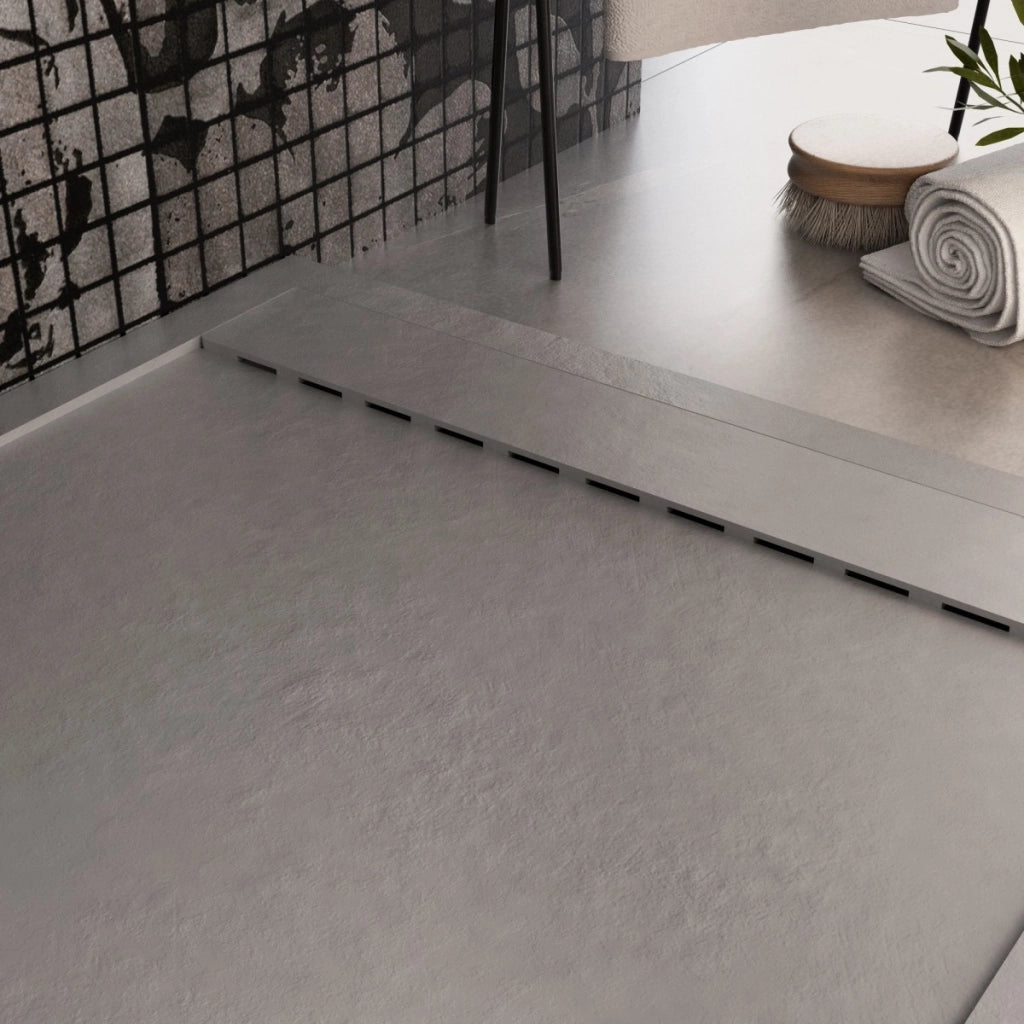 Piatto doccia in marmo resina grigio chiaro pietra cemento prestige, misura 80x120