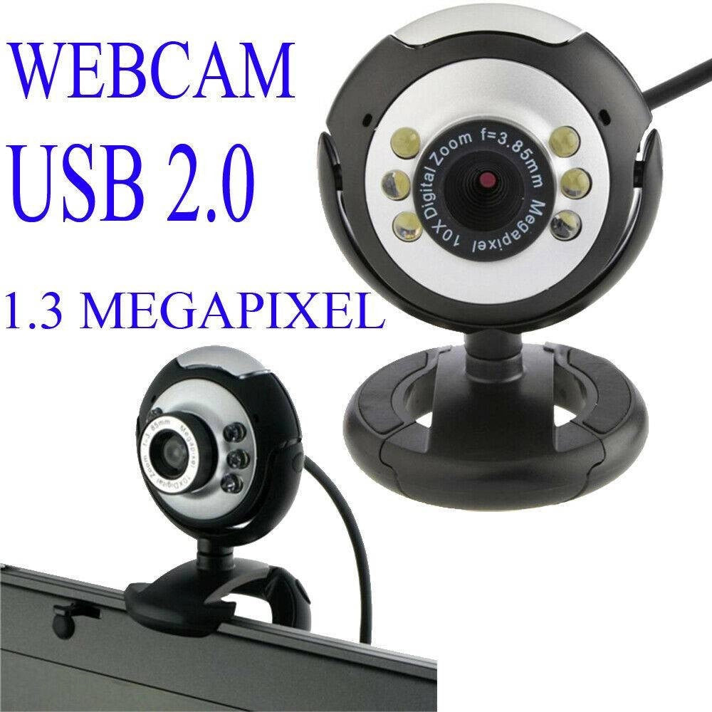 Trade Shop - Webcam Web-01 Ideale Per Videoconferenze Microfono 1.3 Mpx 6 Led Per Notebook Pc -