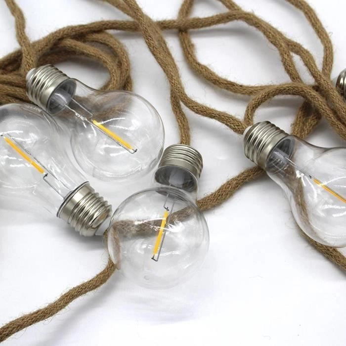 Ghirlanda luminosa da esterno - LUMISKY - FANTASY CORD - 7,70 m - 10 lampadine a filamento trasparenti - LED bianco caldo