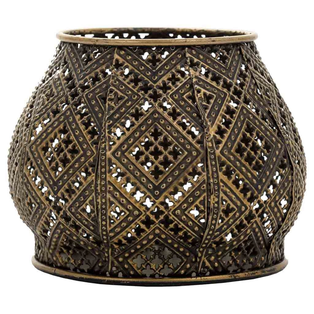 Portacandele in metallo dorato 14x14x10,5h