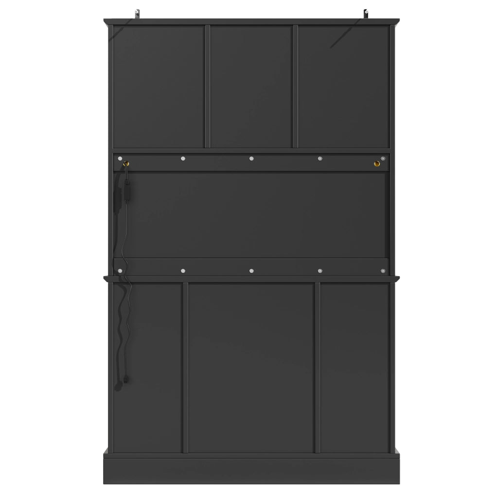 ARMADIO ALTO con LED APP 115x40x180 cm MDF Nero/Naturale