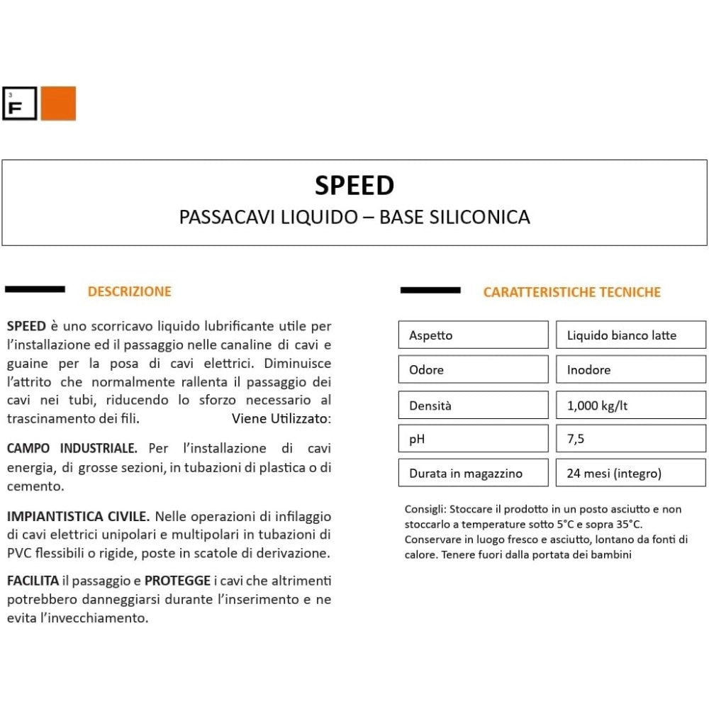 Faren speed 1lt scorricavo lubrificante liquido per l'installazione dei cavi
