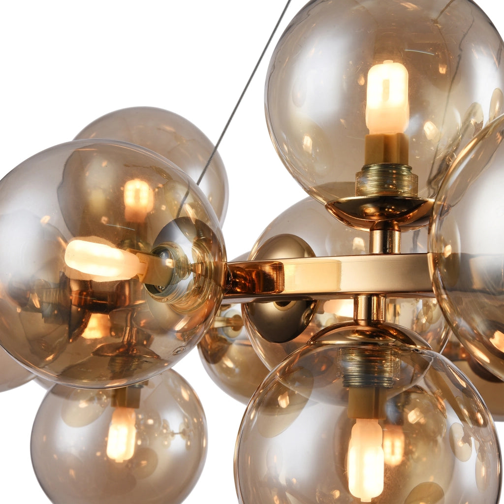 Maytoni Lampadario contemporaneo Dallas 25 luci G9 oro metallo diffusori vetro ambra