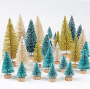 Alberi di Natale Mini - Set da 30 pezzi con base in legno per le feste e la decorazione invernale