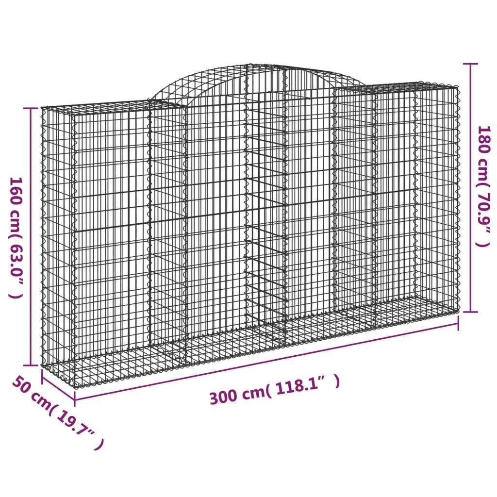 Cesto Gabbione ad Arco 300x50x160/180 cm Ferro Zincato 153518