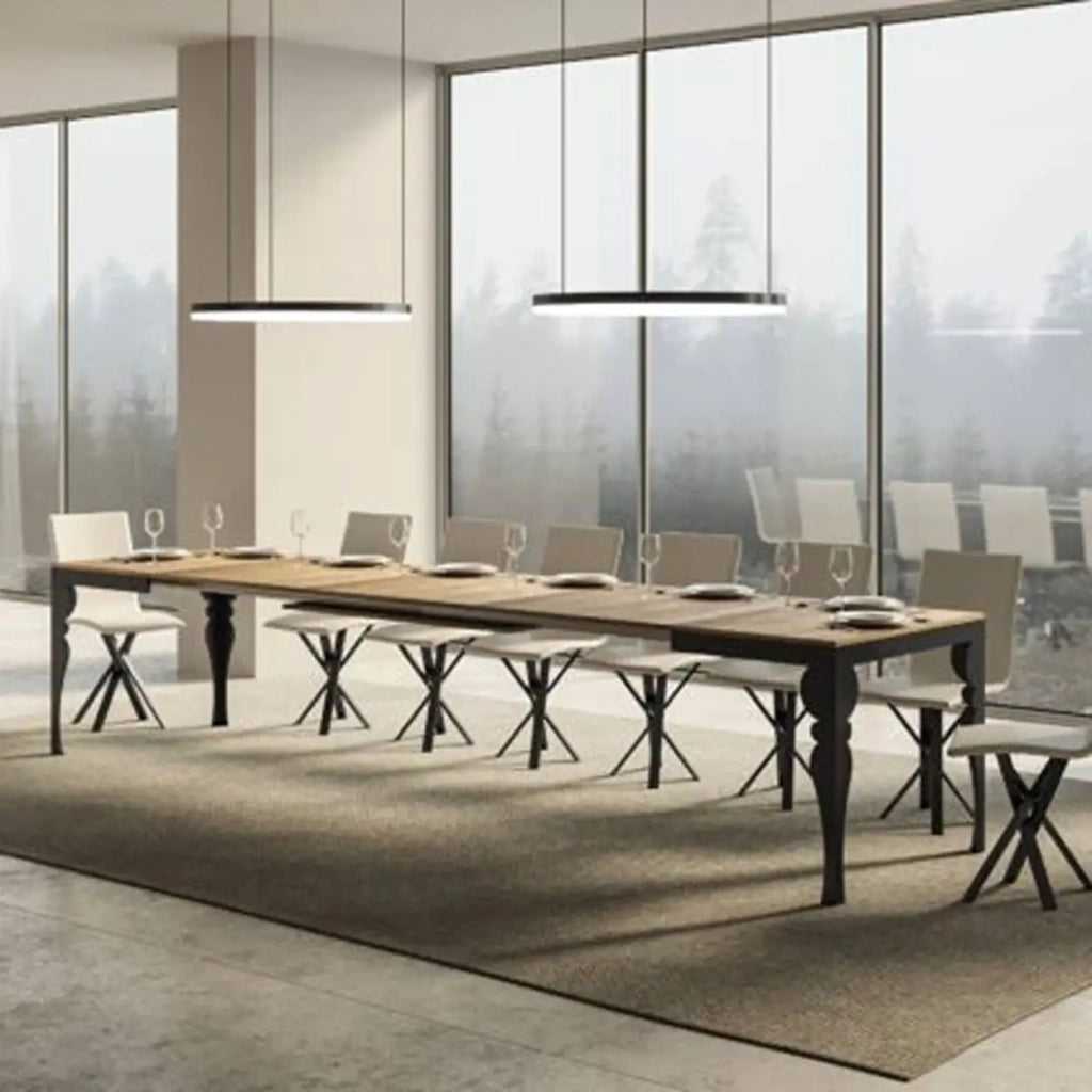 Tavolo allungabile 160/420x90 cm Paxon Evolution colore quercia natura telaio e gambe antracite