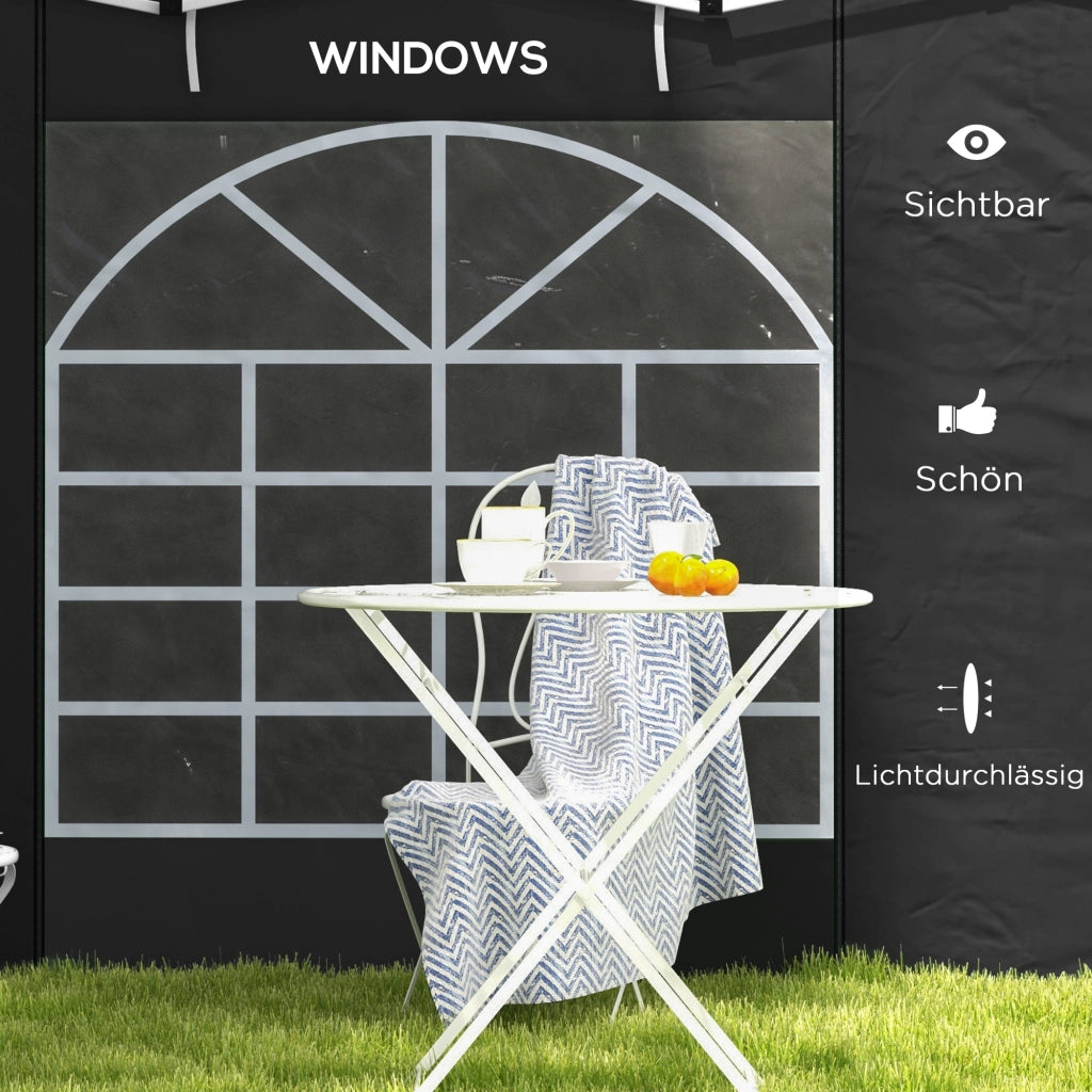Pareti laterali per gazebo 3x3m 3x6m ¨C zephmum ¨C Oxford nero con finestra e porta