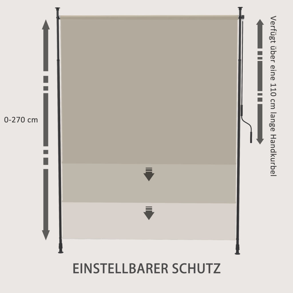 Tenda da sole a parete ¨C zephmum ¨C sabbia, metallo, 200x215-305 cm