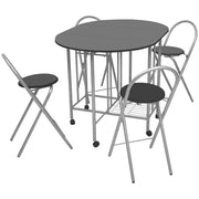 Set Tavolo e Sedie Pieghevoli 5 pz in MDF Nero cod mxl 12548