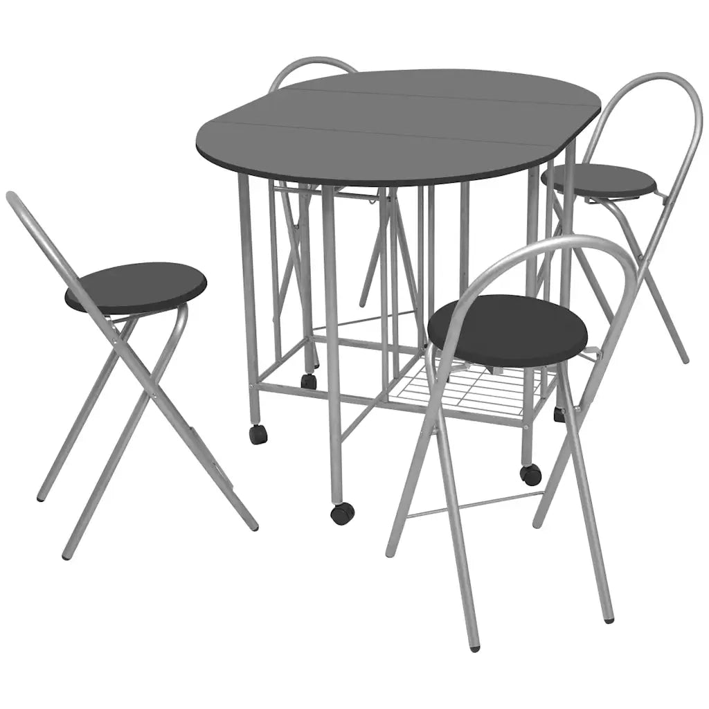 Set Tavolo e Sedie Pieghevoli 5 pz in MDF Nero cod mxl 12548
