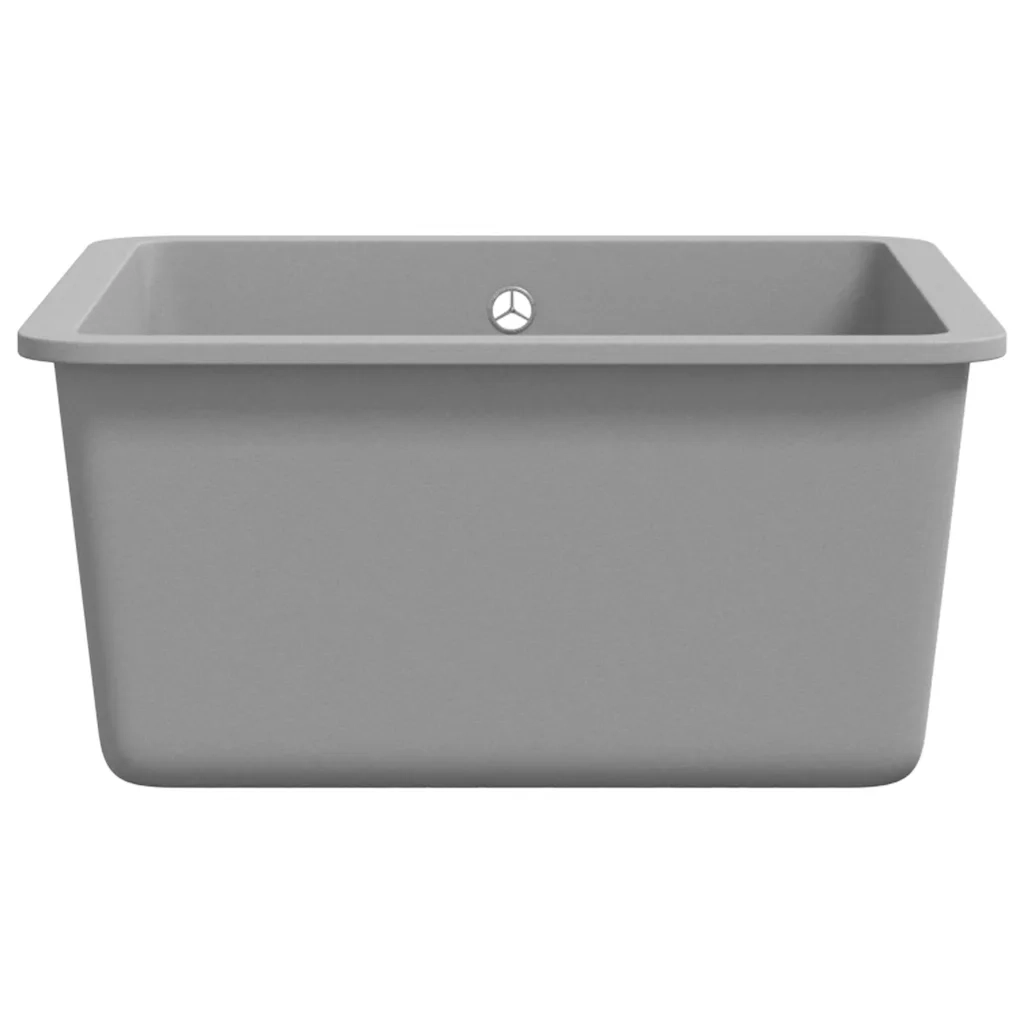 Lavello da Cucina in Granito Vasca Singola-Lavandino-Lavabo Grigio 529328
