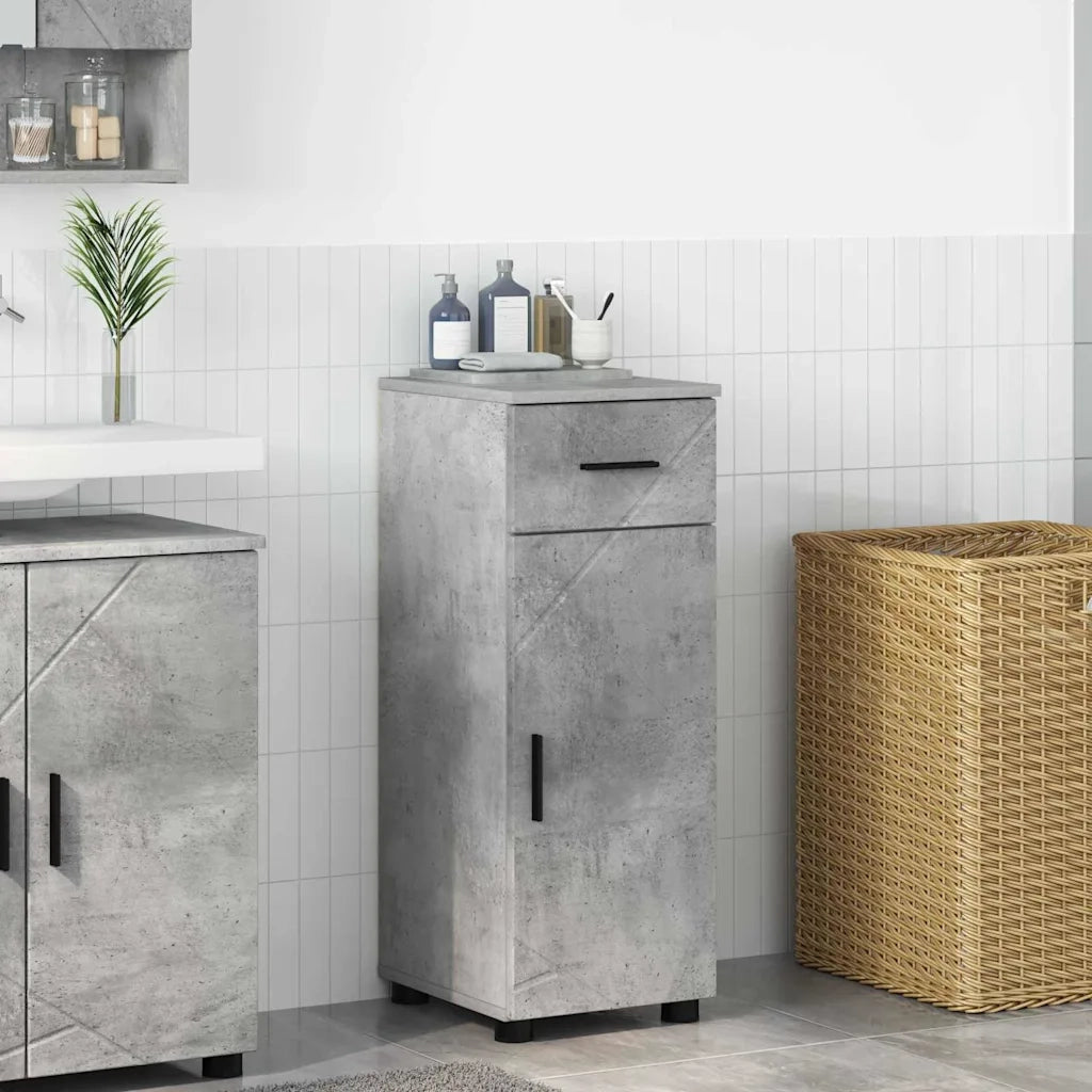 Mobile da Bagno con cassetto Grigio cemento 30 x 35 x 80 cm
