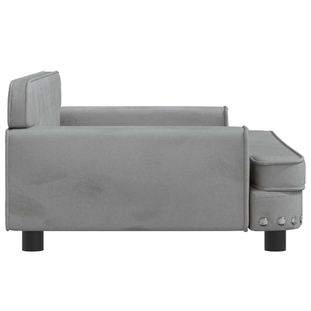 Cuccia per cani comoda cesta da divano colore chiaro 90 x 53 x 30 cm velluto grigio 02_0043126