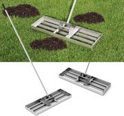 Rastrello Livellatore per Prato, Attrezzo per la Livellatura del Prato con Manico Ergonomico, Livellatrice per Giardino, Cortile, Campo da Golf, Fattoria e Pascolo (Argento 75 x 25 cm)