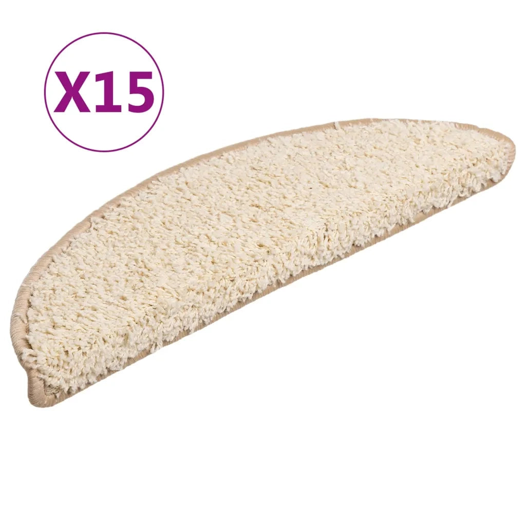 Tappetini per scale 15 pz | Gradini per Scale 56x17x3 cm Crema Semicircolari