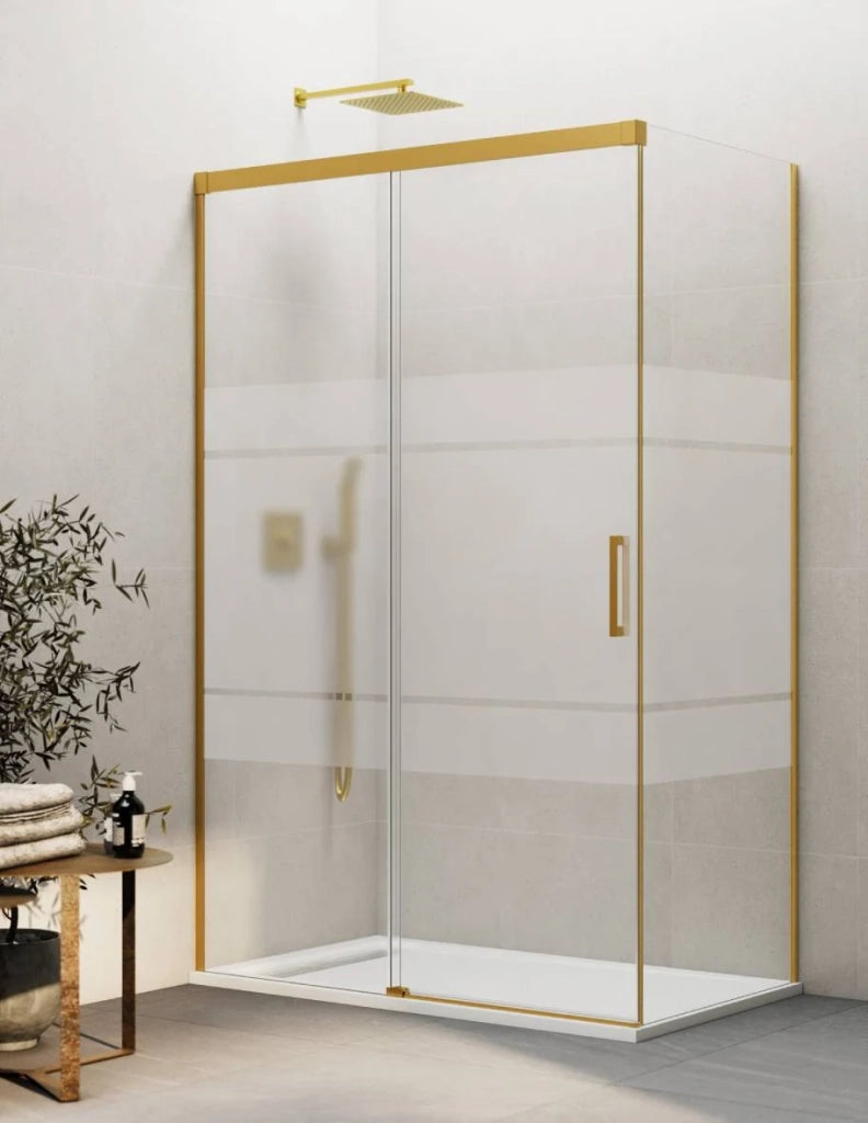 Box doccia THALASSA (BASIC) 1+1 con lato fisso laterale 190x90 cm Oro vetro serigrafato
