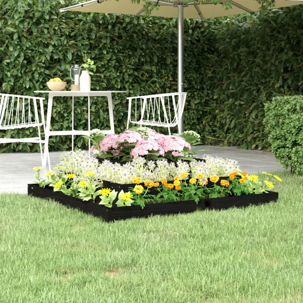 Fioriera | Cassetta per fiori | Vaso Nera 110x110x27 cm in Legno Massello di Pino