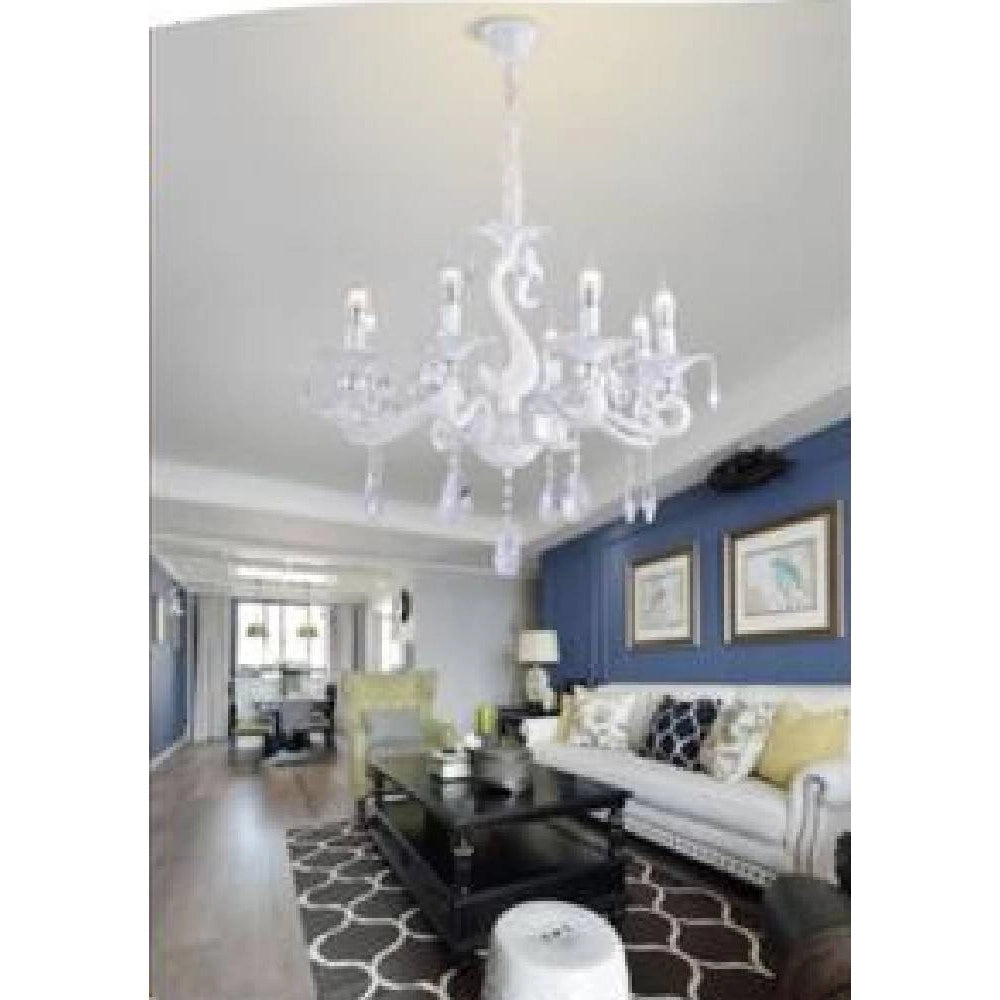 Trade Shop - Lampadario Da Soffitto Classico 8 Bracci Attacco E14 Vetro Cristallo A15-8 -