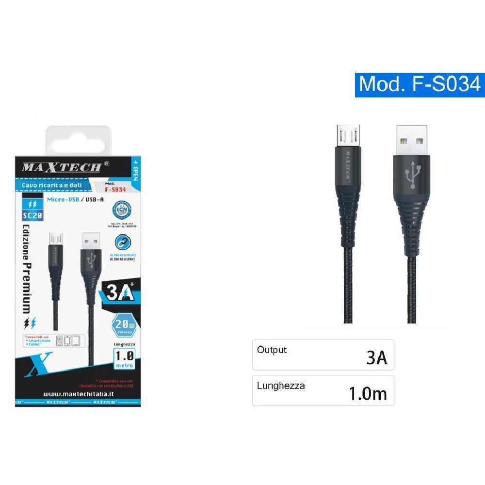 Trade Shop - Cavo Micro Usb A Usb-a Premium Trasferimento Dati Ricarica 1mt Smartphone F-s034 -