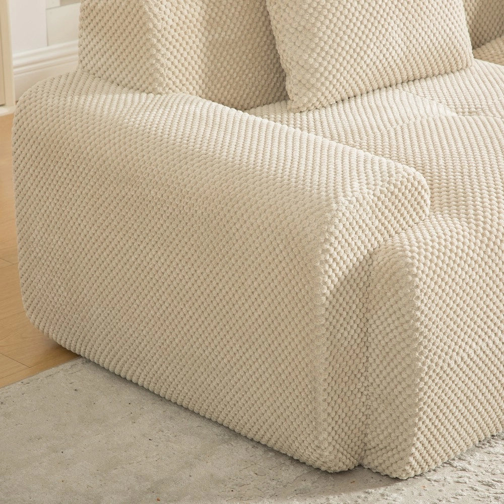 Divano Modulare in Tessuto Chenille ¨C MINIMAL ¨C Beige Chiaro, Morbido, Antimacchia