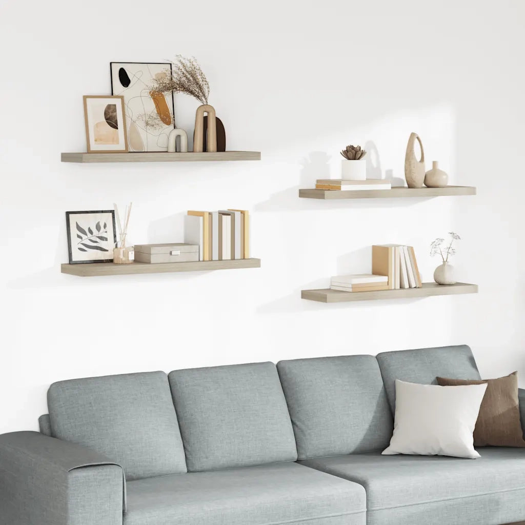 Scaffali a Parete 4 pz Rovere 90x23,5x3,8 cm in MDF cod mxl 33010