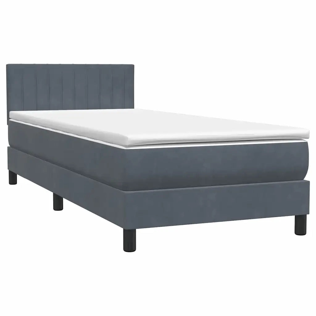 Letto a Molle con Materasso e LED Grigio Scuro 90x220 cm Velluto 3317104