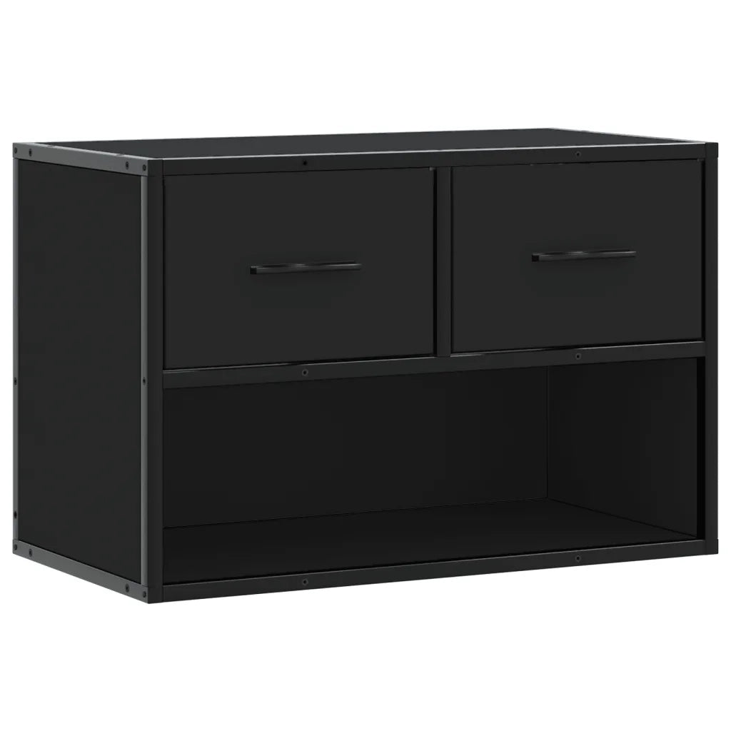 Mobile Porta TV Nero 60x31x39,5cm in Truciolato e Metallo 848909