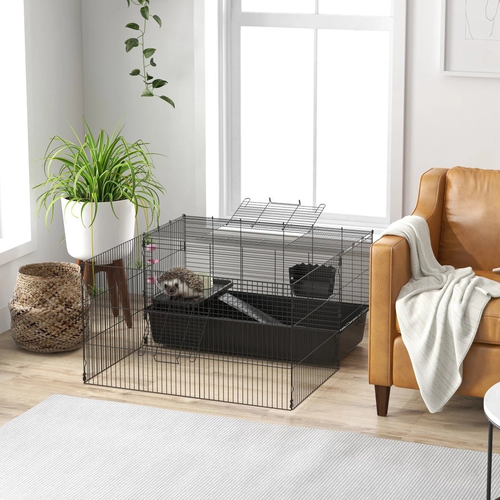 Gabbia per Piccoli Animali con Recinto Rimovibile ¨C zephmum ¨C Nero