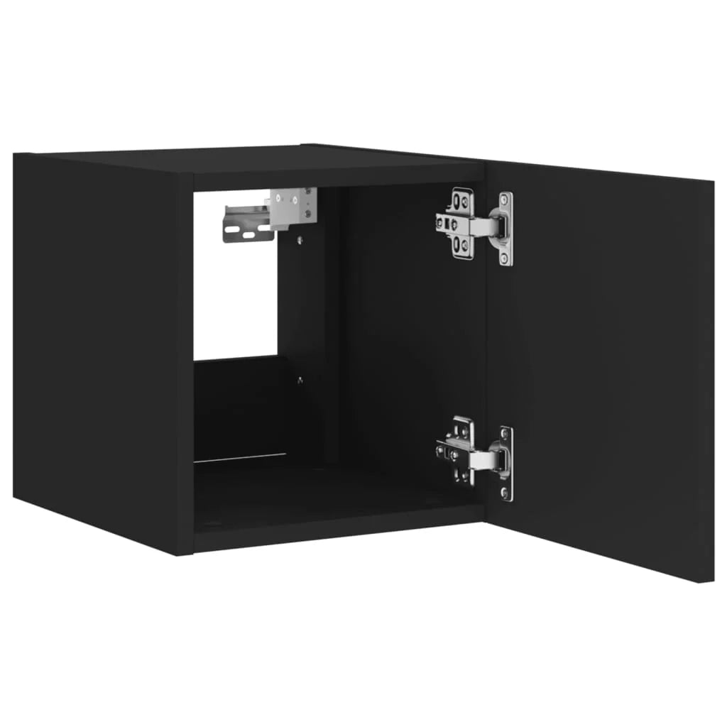 Mobile TV multimediale da parete mensola TV credenza mobile TV per sala da pranzo soggiorno camera da letto con luci LED 2 pezzi 30,5 x 35 x 30 cm nero 02_0029096