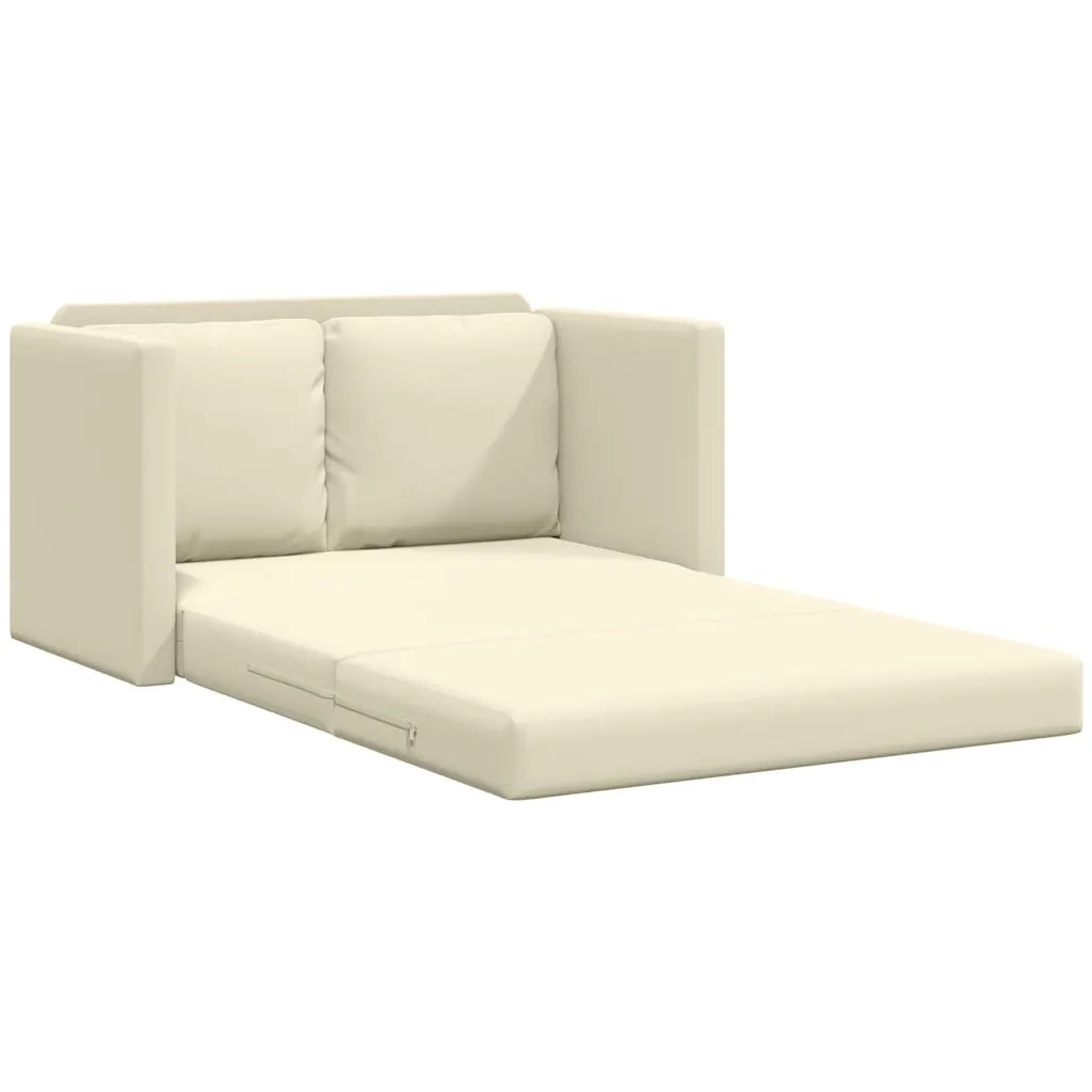 Divano Letto da Terra 2 in 1 Crema 112x174x55 cm Similpelle 353974