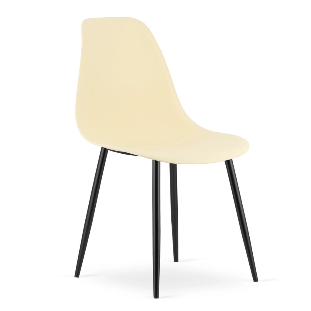 Set di 3 sedie Wat scandinave color crema con gambe nere