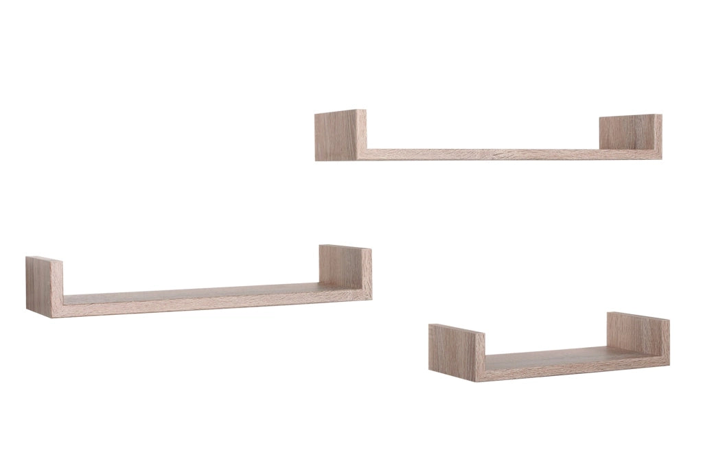 Set 3 Mensole da Parete 60-50-40x15,5x8 cm in Fibra di Legno Calamita Rovere Sagerau